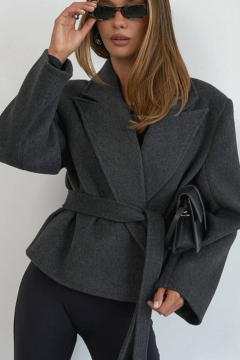 Vintage Grey Short Sleeve Blazer for Women