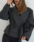 Vintage Grey Short Sleeve Blazer for Women