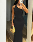 Summer One-Shoulder Sleeveless Bodycon Dress