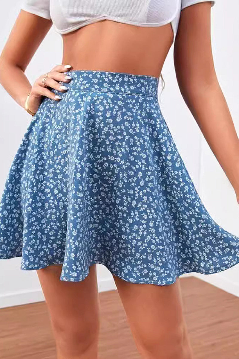New Women's Floral High Waist Skater Skirt