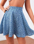 New Women's Floral High Waist Skater Skirt
