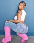 Retro Fashion Embroidered High Waist Skinny Jeans