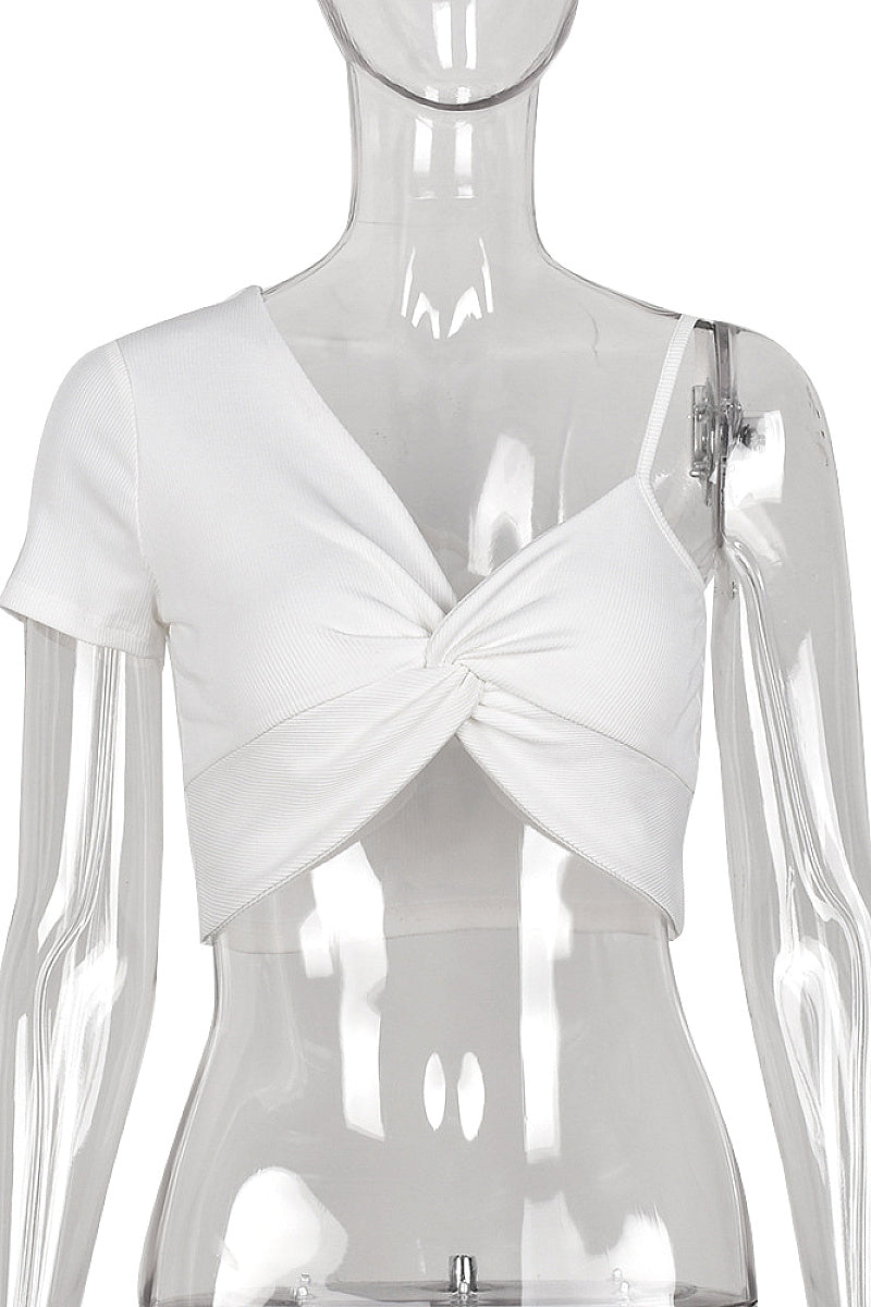 Stylish Women's Short Sleeve One-Shoulder Top