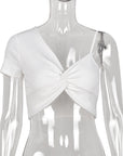 Stylish Women's Short Sleeve One-Shoulder Top