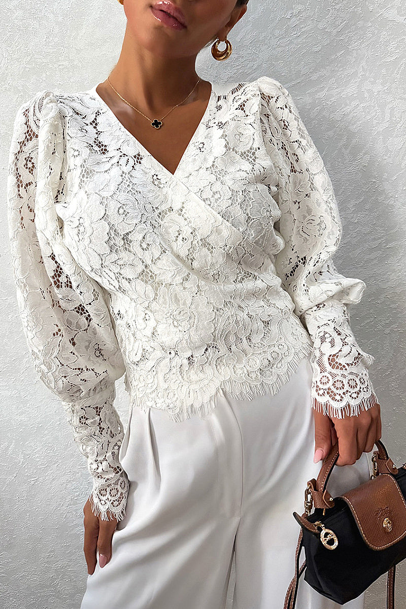 Spring Summer New V-Neck Lace Blouse