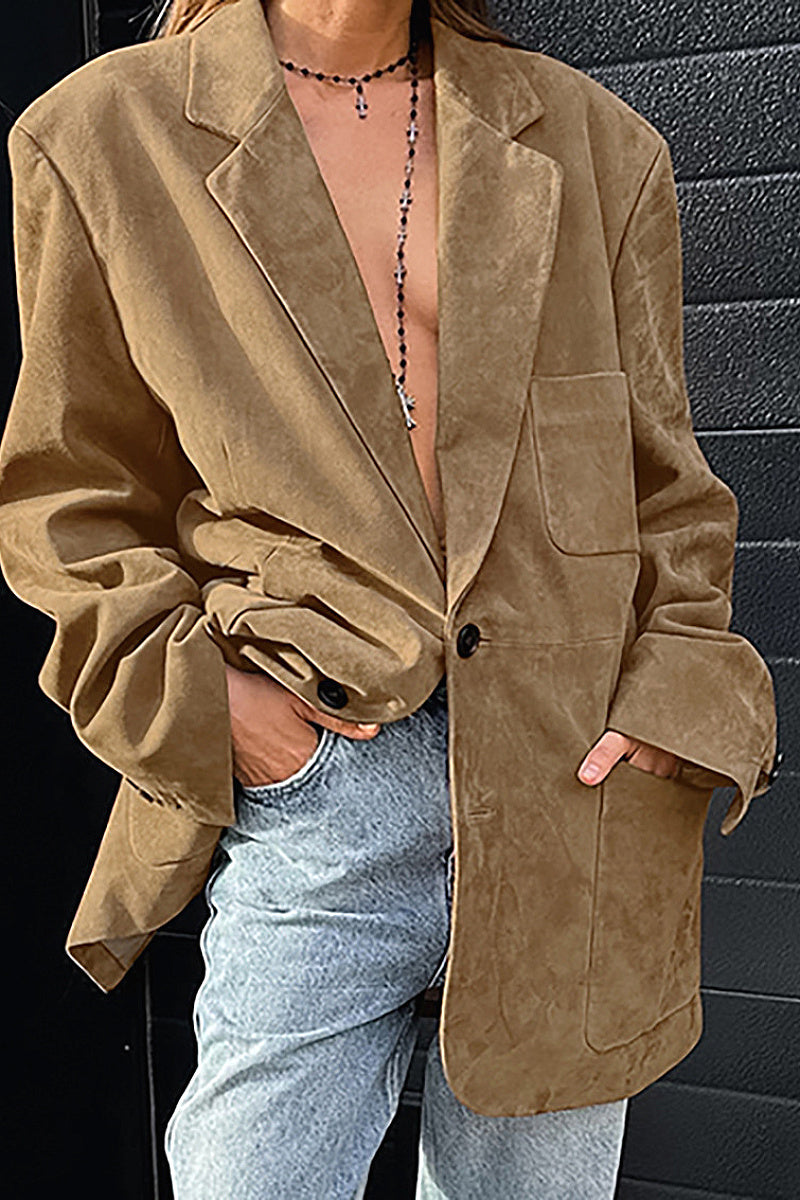 Vintage Brown Suede Blazer for Women