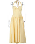 V-Neck A-Line Dress with Bow Detail