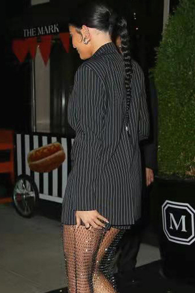 Elegant Striped Pearl Suit Set with Shorts and Pants