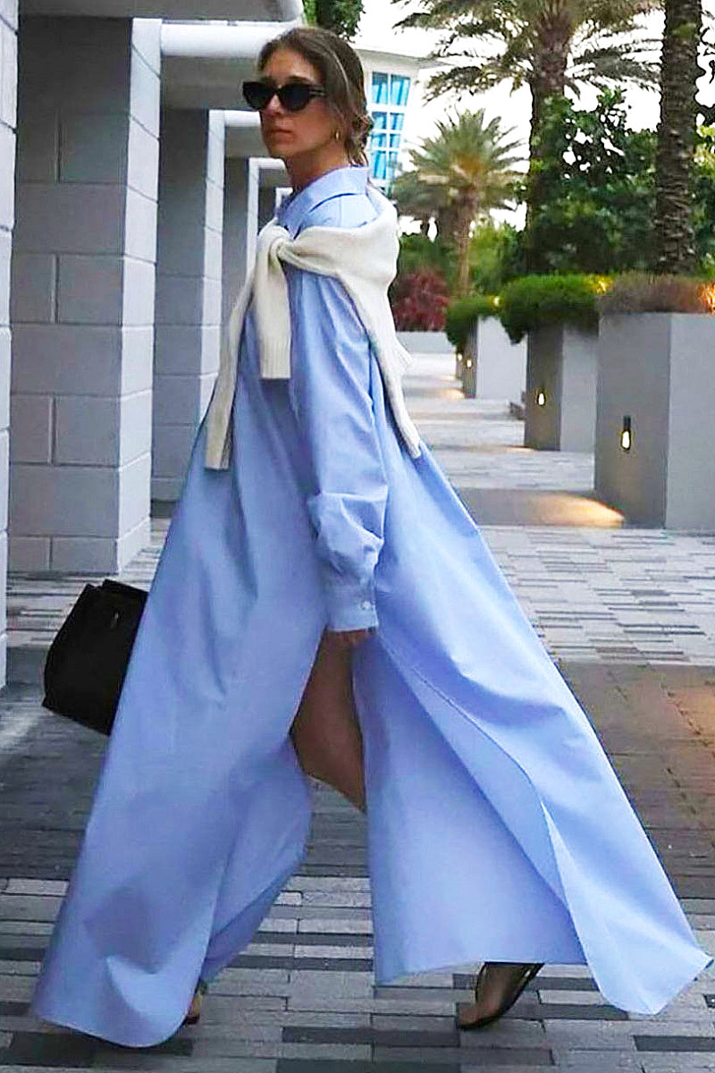 French Casual Loose Shirt Dress for Women