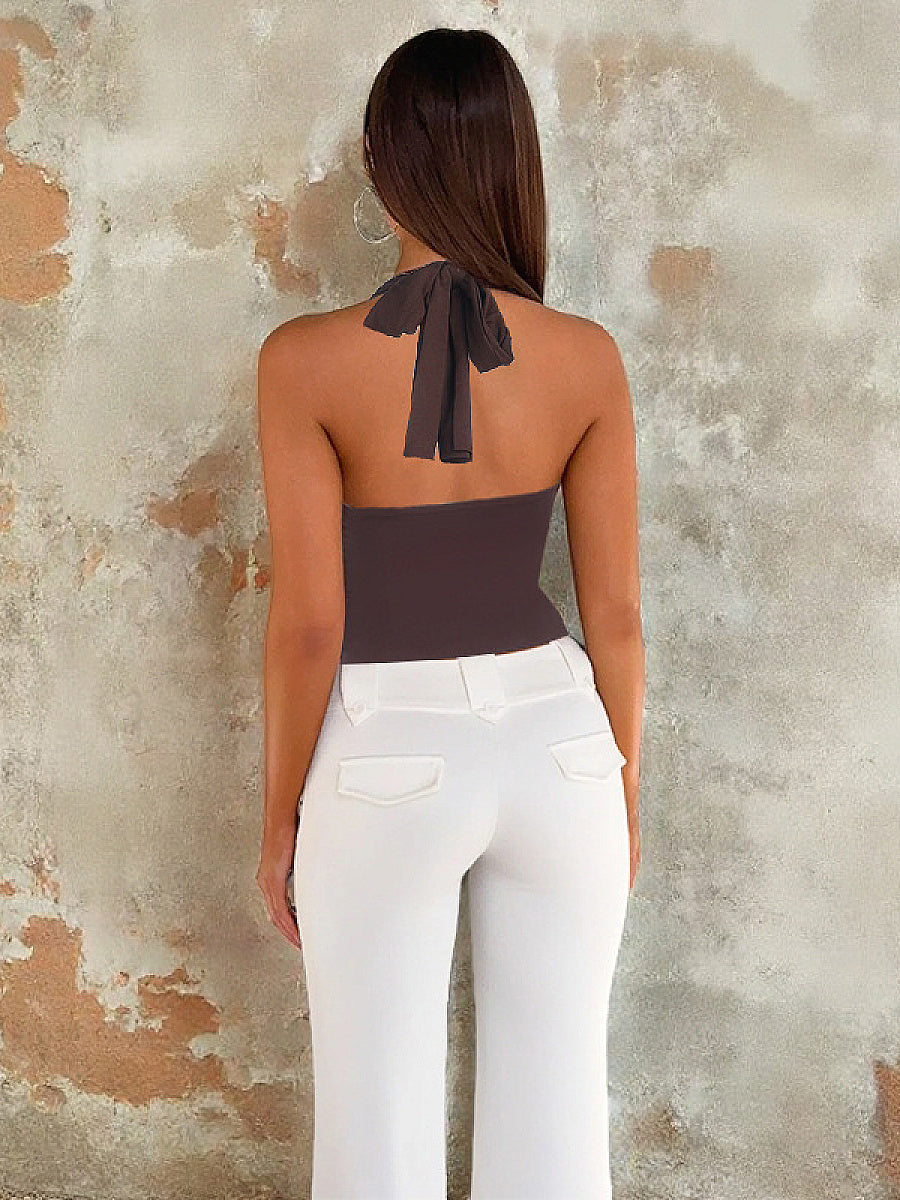 Fashionable Halter Top with Metal Ring