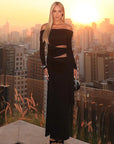 Chic Long Sleeve Sheath Dress with Sheer Details