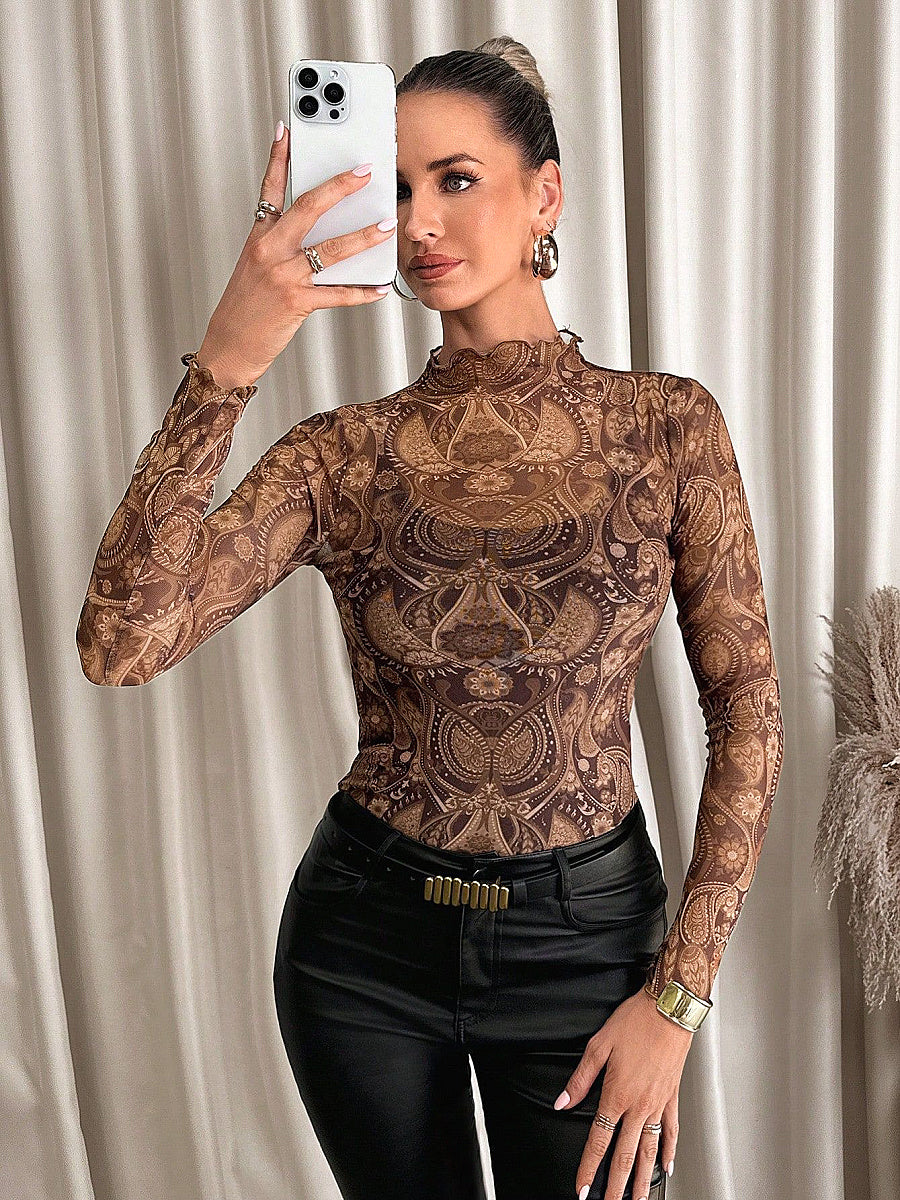 Women's Sexy Leopard Print Mesh T-Shirt