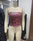 High Waist Leopard Print Sequin Crop Top