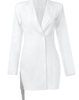 Elegant Women's V-Neck Blazer Dress with Fringe