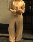 French Style Casual Cotton Cardigan Set