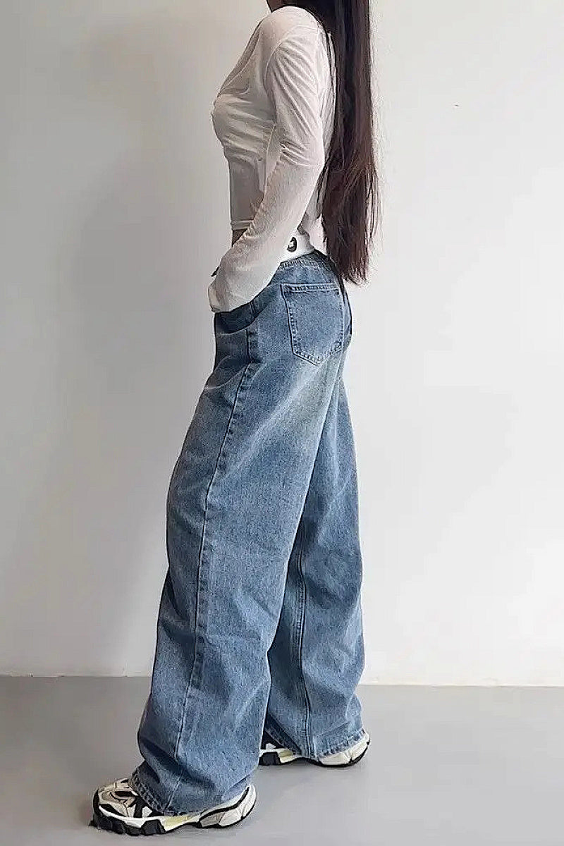 Retro Y2K Low Waist Distressed Denim Pants