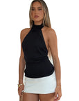 French Style Halter Neck Slim Fit Top