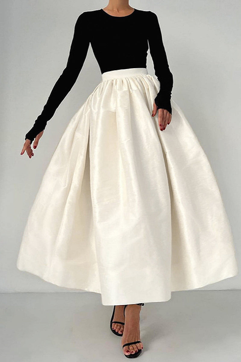 Spring Wholesale Solid Color Satin A-Line Skirt