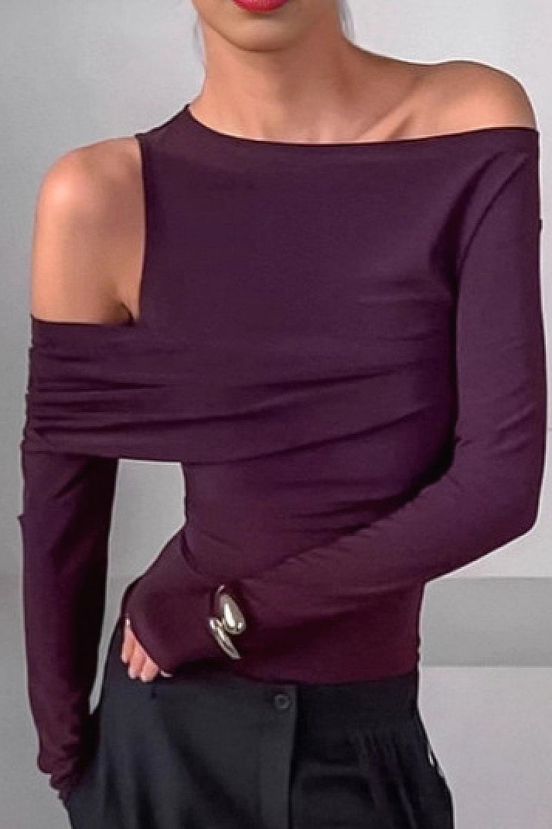 French Vintage Off-Shoulder Knit Top for Women