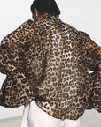 Chic Ruffled Leopard Print Chiffon Blouse