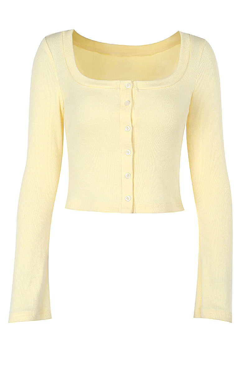 Fresh Style Casual Knit Cardigan Long Sleeve Top