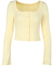Fresh Style Casual Knit Cardigan Long Sleeve Top