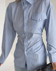 Autumn European and American Design Striped Shirt