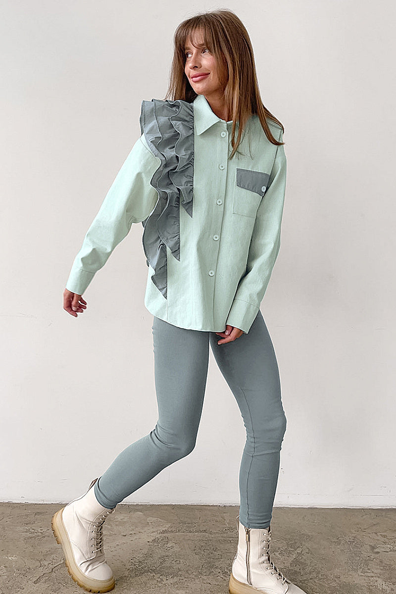 French Design Asymmetrical Shirt for Casual Wear