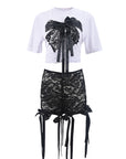 3D Butterfly Print Loose Top and Shorts Set