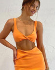 Trendy Two-Piece Crop Top and Long Skirt Set