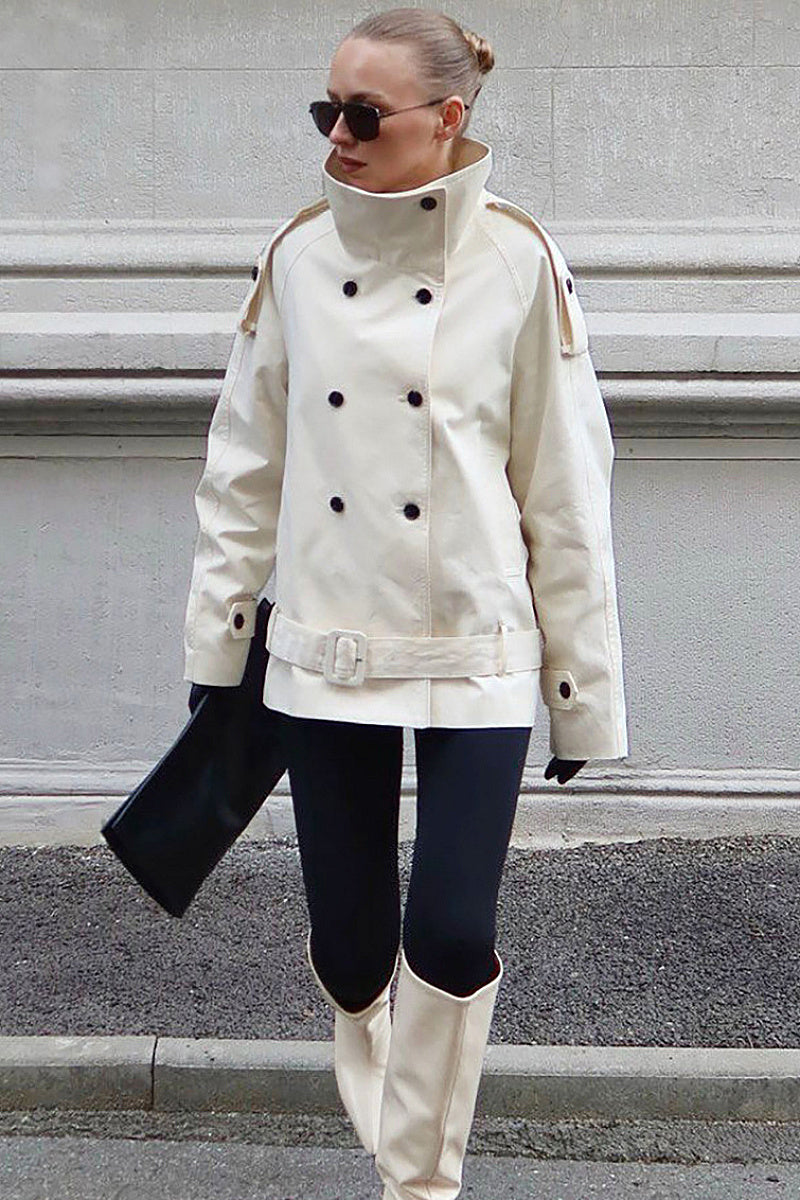 Fashionable Short Double-Breasted Coat for Autumn and Winter