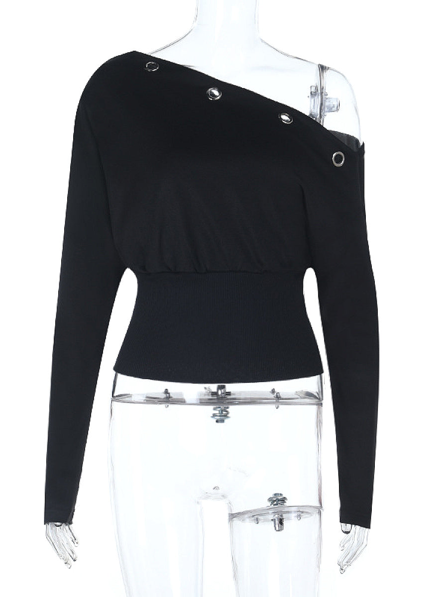 Fashionable Asymmetrical Shoulder Sweatshirt