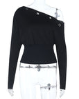 Fashionable Asymmetrical Shoulder Sweatshirt