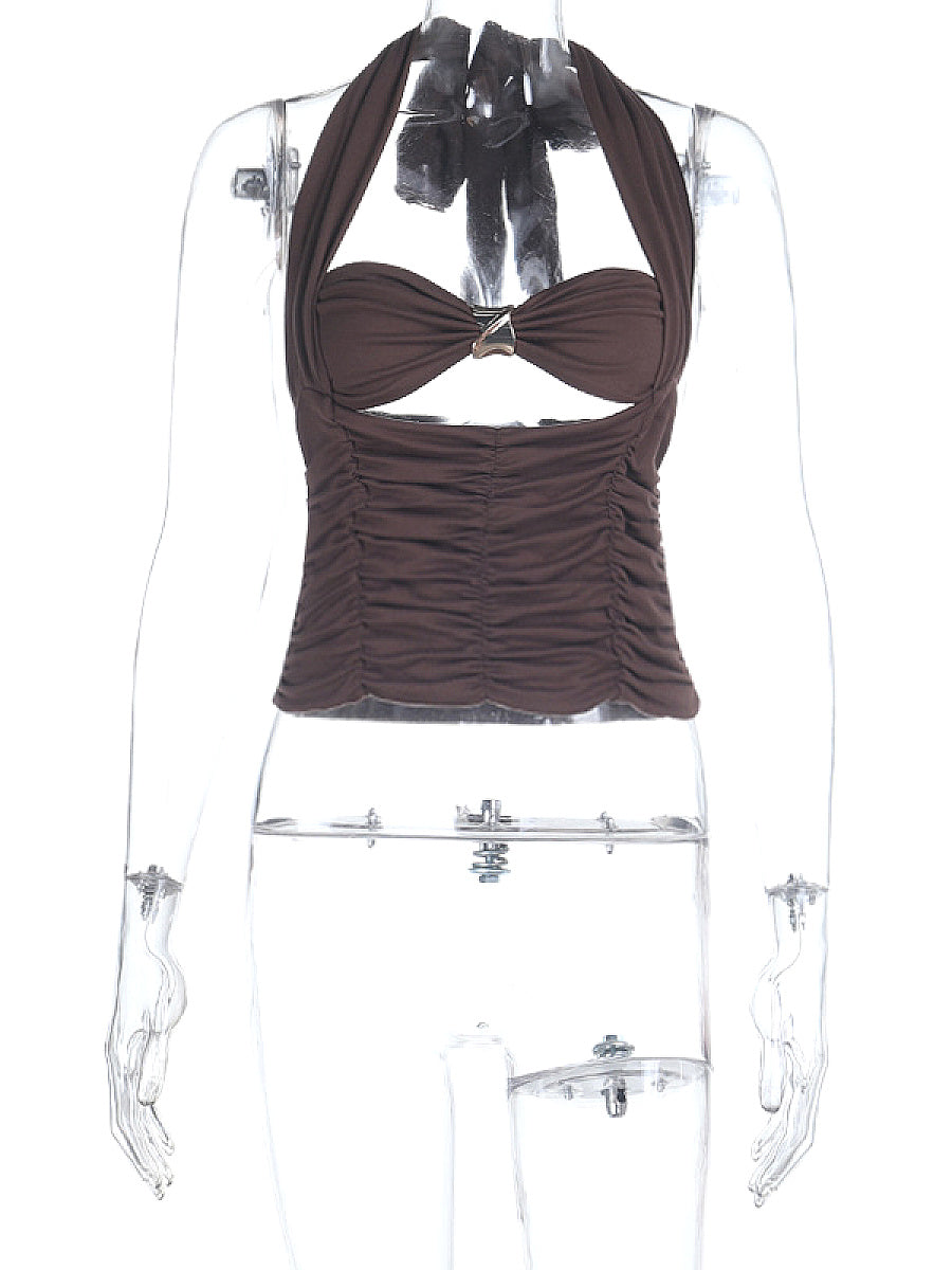 Fashionable Halter Top with Metal Ring