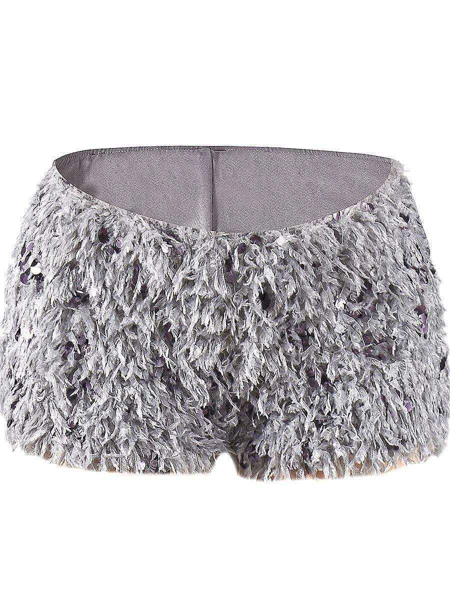 Sexy Low Rise Feather Sequined Shorts for Women