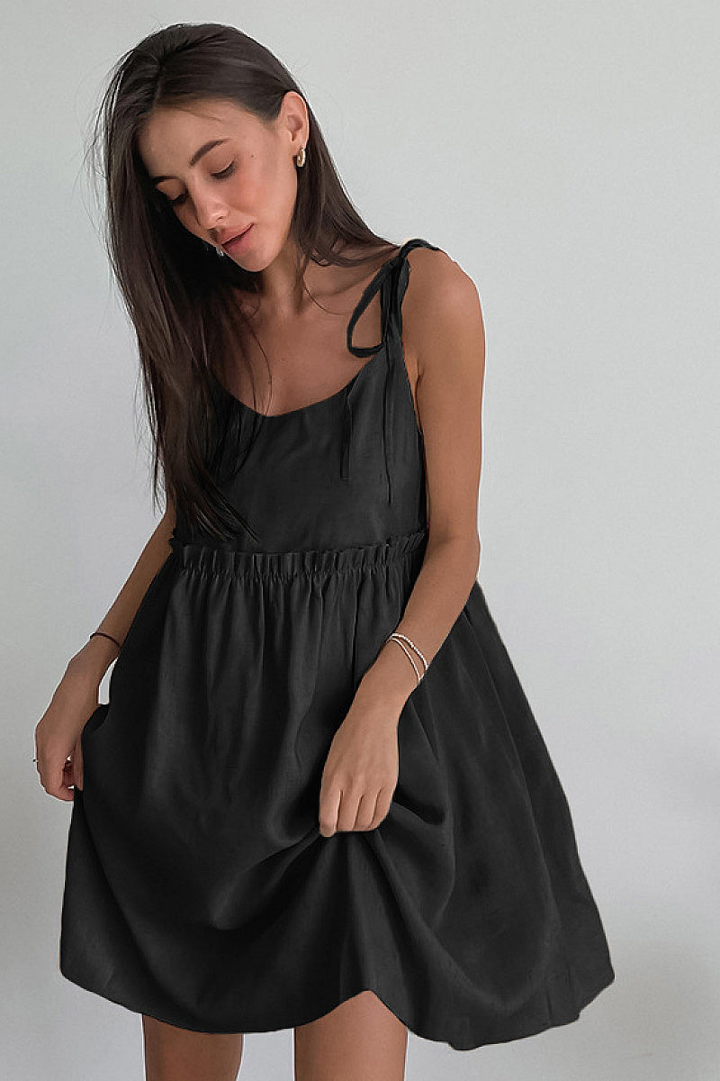 Brown Cotton Linen Dress for Women