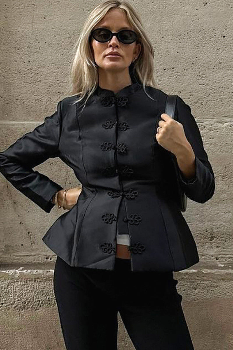 New Style Black Half High Neck Jacket