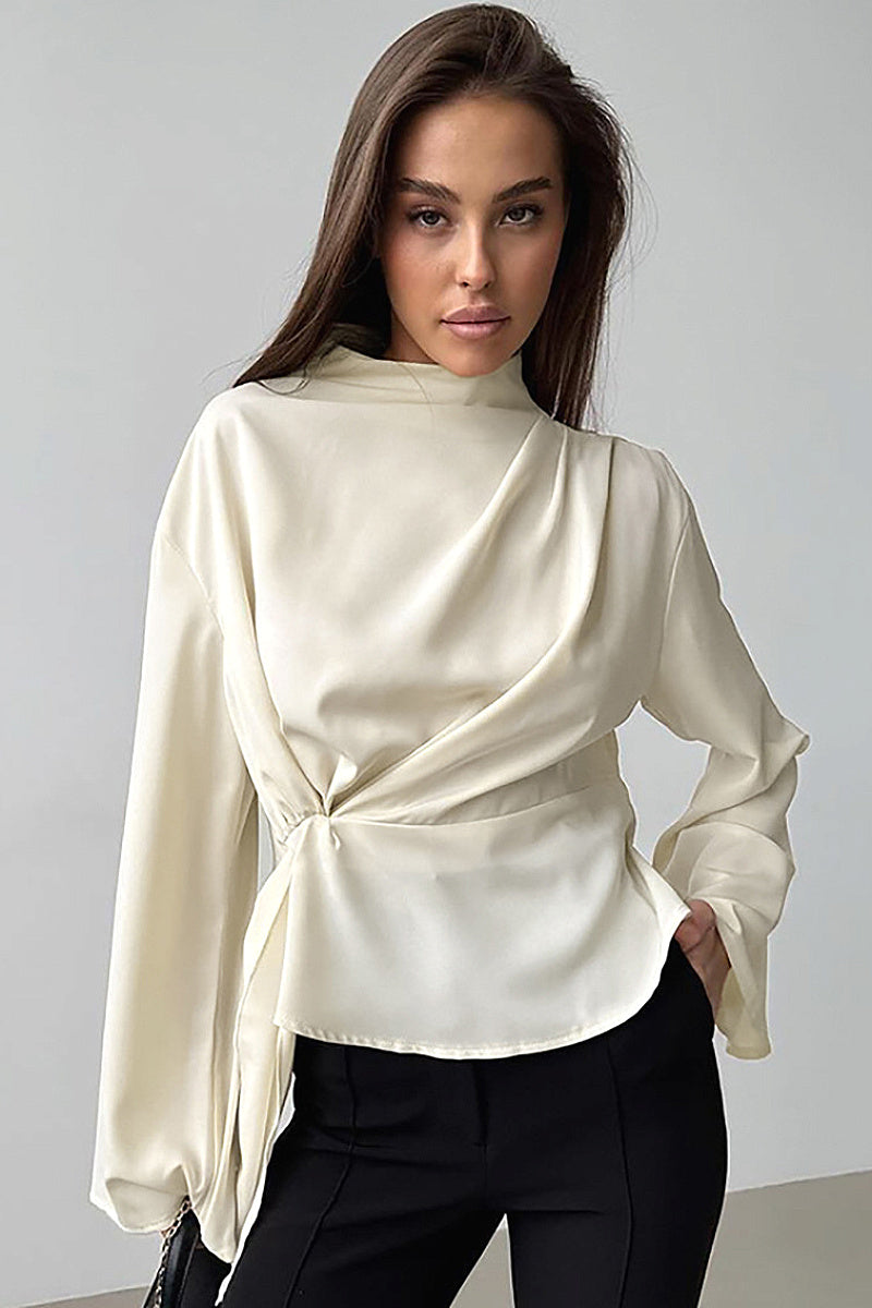 Chic French Chiffon Split Women's Shirt