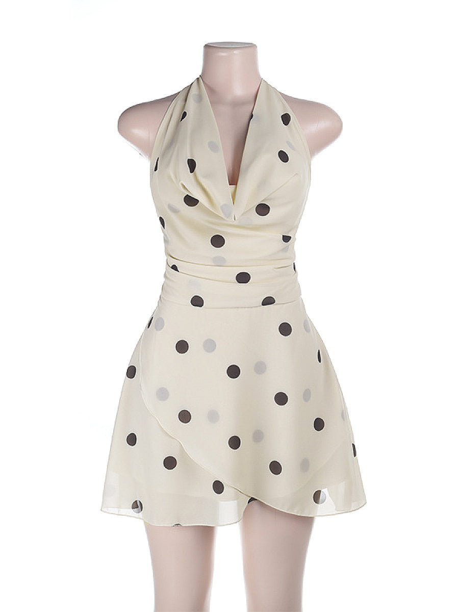 Vintage Style V-Neck Polka Dot Dress