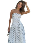 Elegant Polka Dot Strapless A-Line Dress