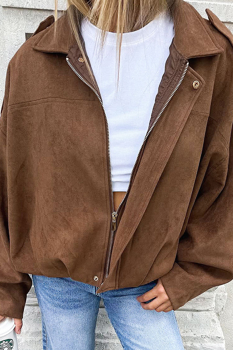 Retro Design Suede Jacket for Women