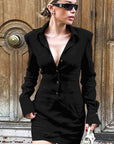 Vintage Shoulder Pad Mini Dress with Long Sleeves