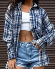 Casual Blue Plaid Shirt for Women