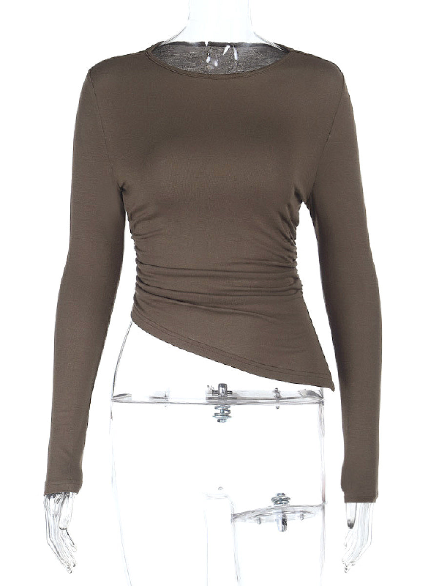 Asymmetrical Hem Long Sleeve Top for Women