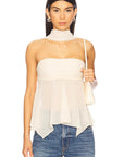 Sexy Sheer Chiffon Strapless Top with Scarf