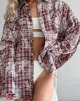 Vintage Plaid Oversized Long Sleeve Shirt