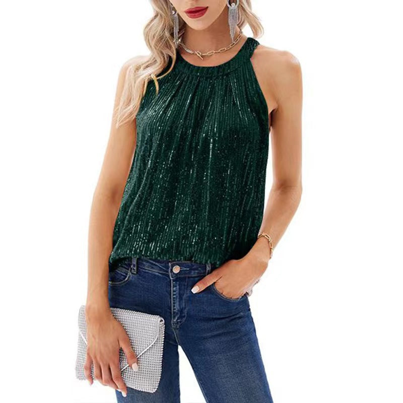 2023 Summer Women's Sequin Halter Top