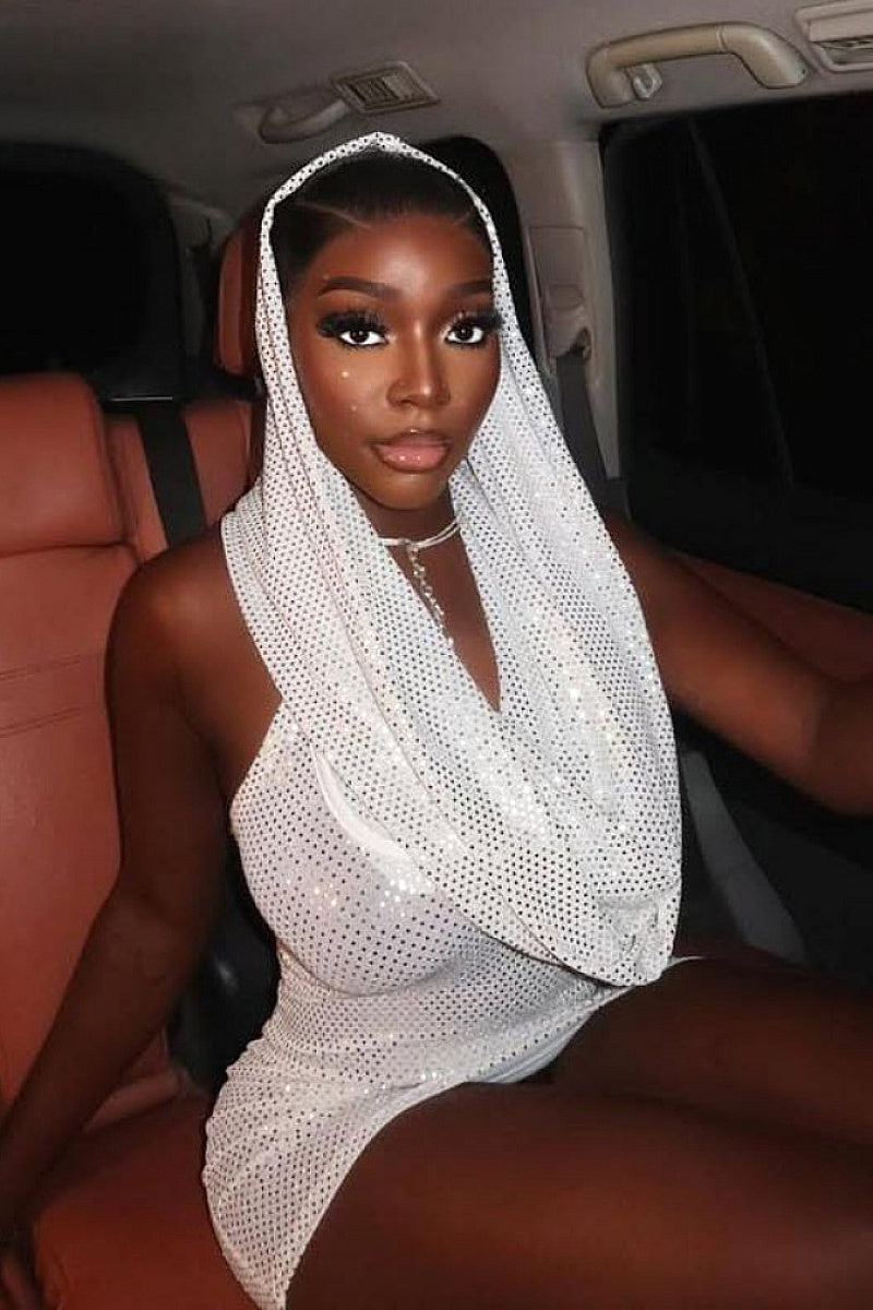 Stylish Sequin Hooded Backless Dress