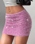 Fashionable Sequin Velvet Mini Skirt for Women