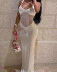 Sexy Sheer V-Neck Long Dress for Women
